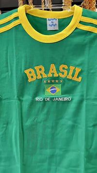 Camisa Brasil Bordada BabyLook Feminina