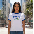 Camisa Brasil Bordada BabyLook Feminina