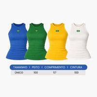 Regata Feminina Brasil Copa Canelada Bandeira Camiseta Blusinha