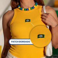 Regata Feminina Brasil Copa Canelada Bandeira Camiseta Blusinha
