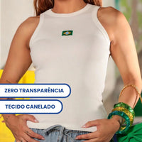 Regata Feminina Brasil Copa Canelada Bandeira Camiseta Blusinha